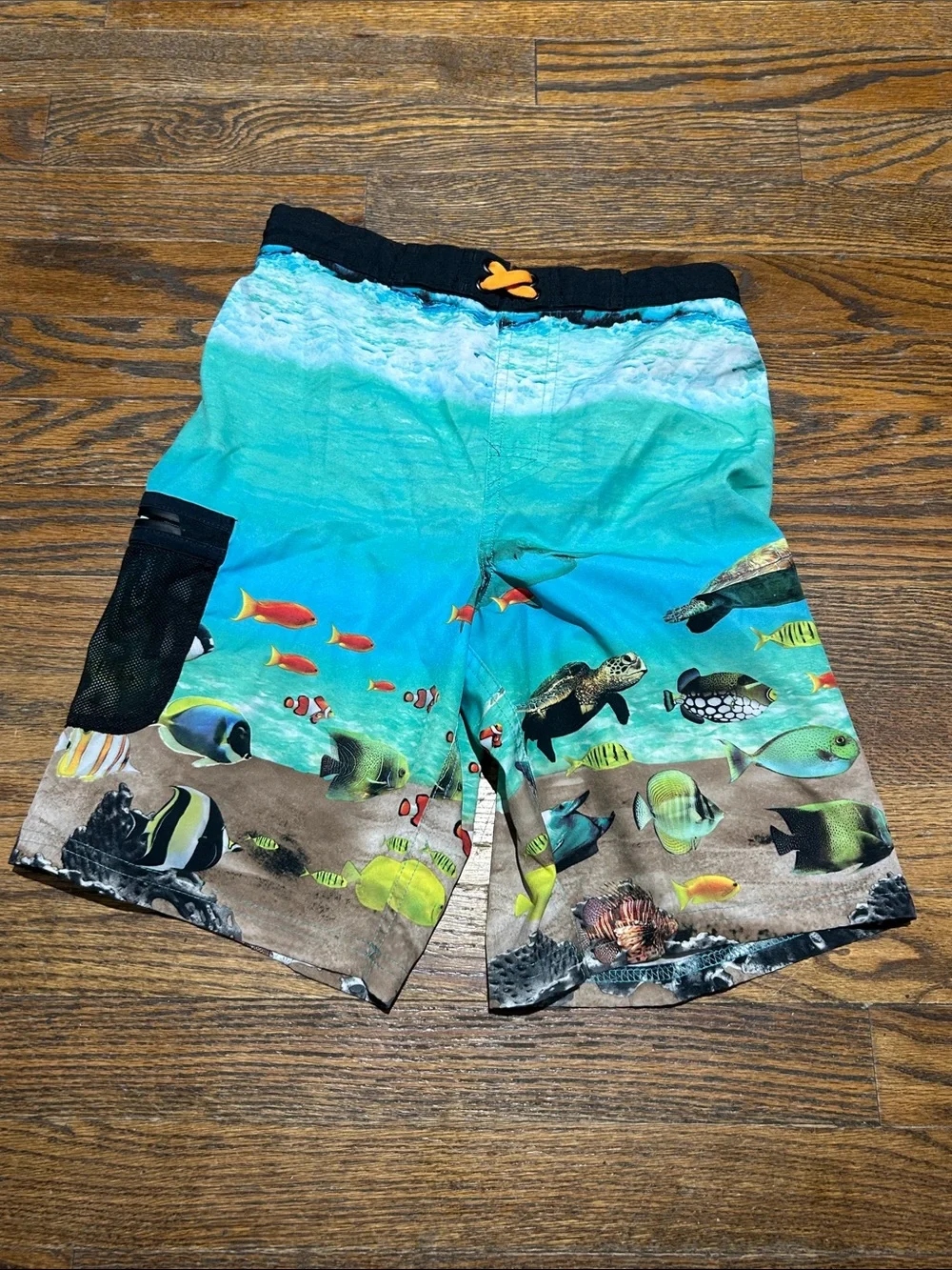 wonder nation Aqua & Turquoise Tropical Fish Swim Trunks
